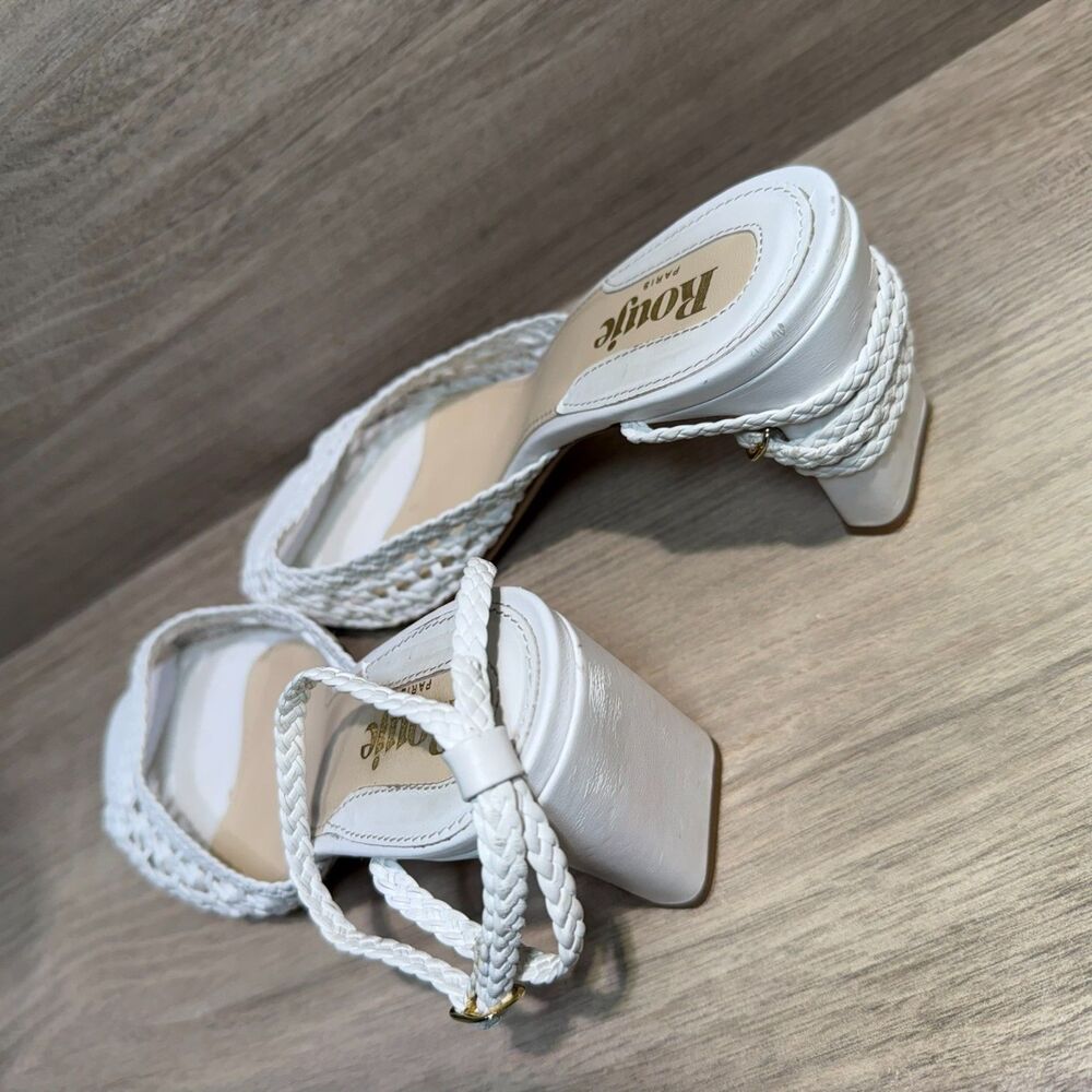 Rouje Paris White Woven Leather Heel Sandals EU40 - Picture 6 of 8